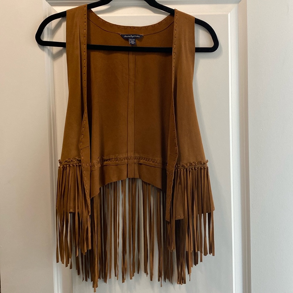 American Eagle outfitters brown suede fringe vest